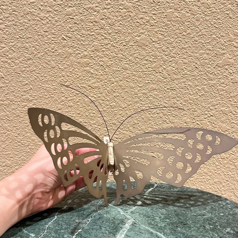 Vintage Mid-Century Lightweight Flapping Brass Butterfly Hanging Wall Decor